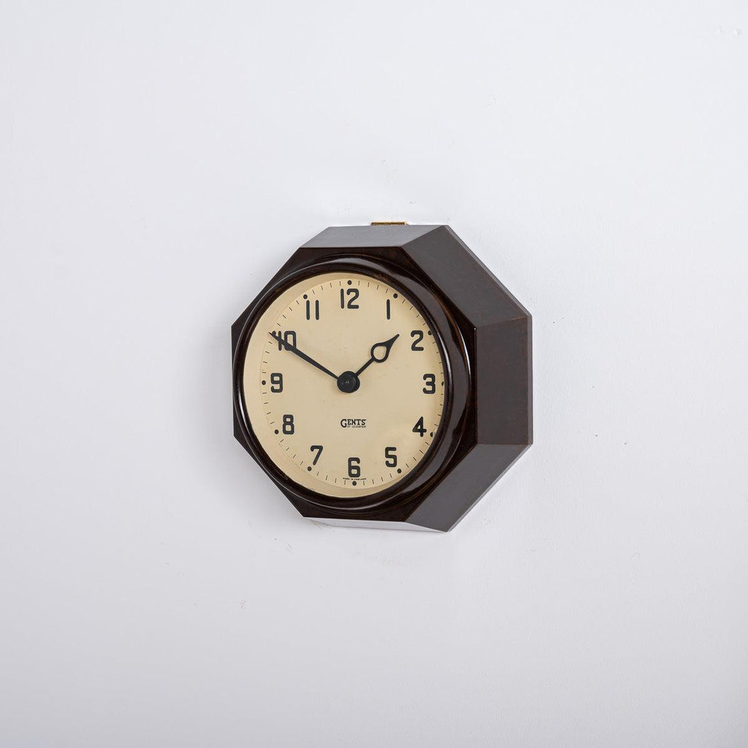 Small Reclaimed Octagonal Bakelite Wall Clock by Gents of Leicester