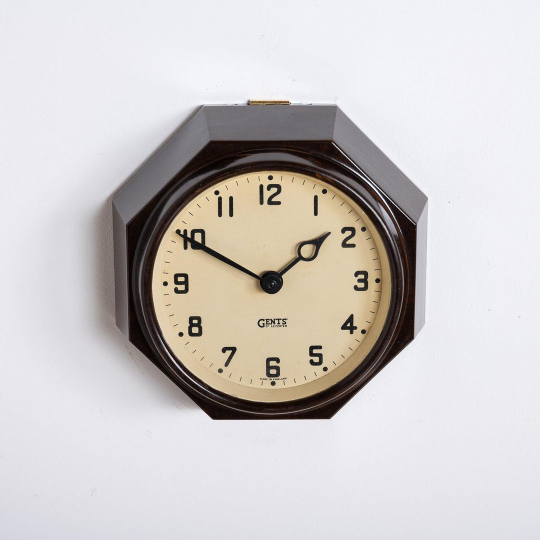 Small Reclaimed Octagonal Bakelite Wall Clock by Gents of Leicester