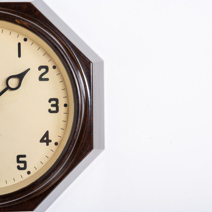 Small Reclaimed Octagonal Bakelite Wall Clock by Gents of Leicester