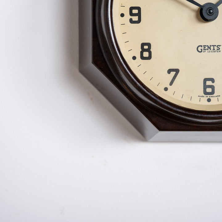 Small Reclaimed Octagonal Bakelite Wall Clock by Gents of Leicester