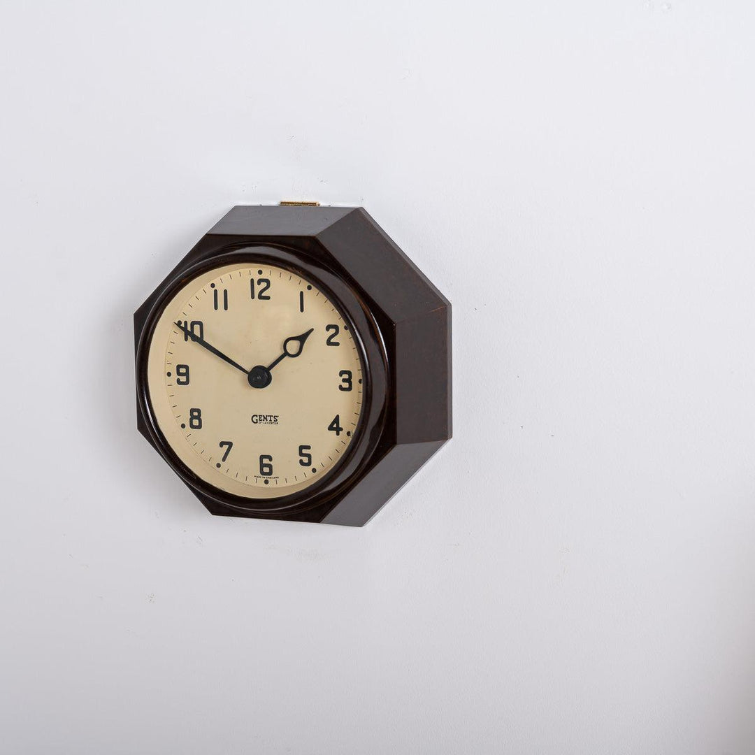 Small Reclaimed Octagonal Bakelite Wall Clock by Gents of Leicester