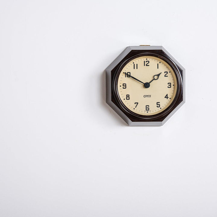 Small Reclaimed Octagonal Bakelite Wall Clock by Gents of Leicester