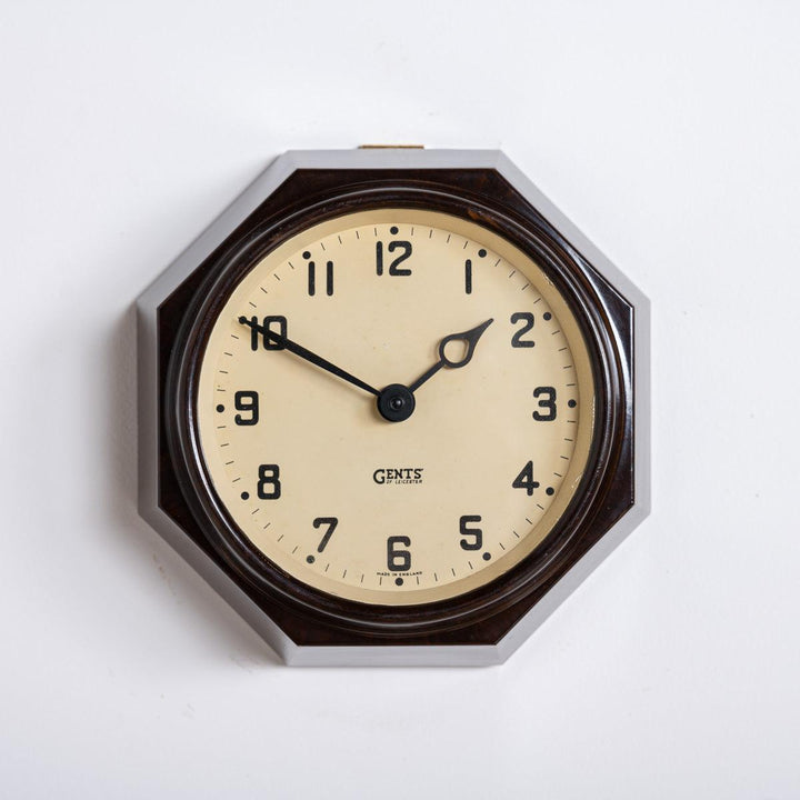 Small Reclaimed Octagonal Bakelite Wall Clock by Gents of Leicester