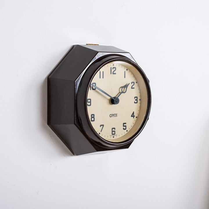 Small Reclaimed Octagonal Bakelite Wall Clock by Gents of Leicester