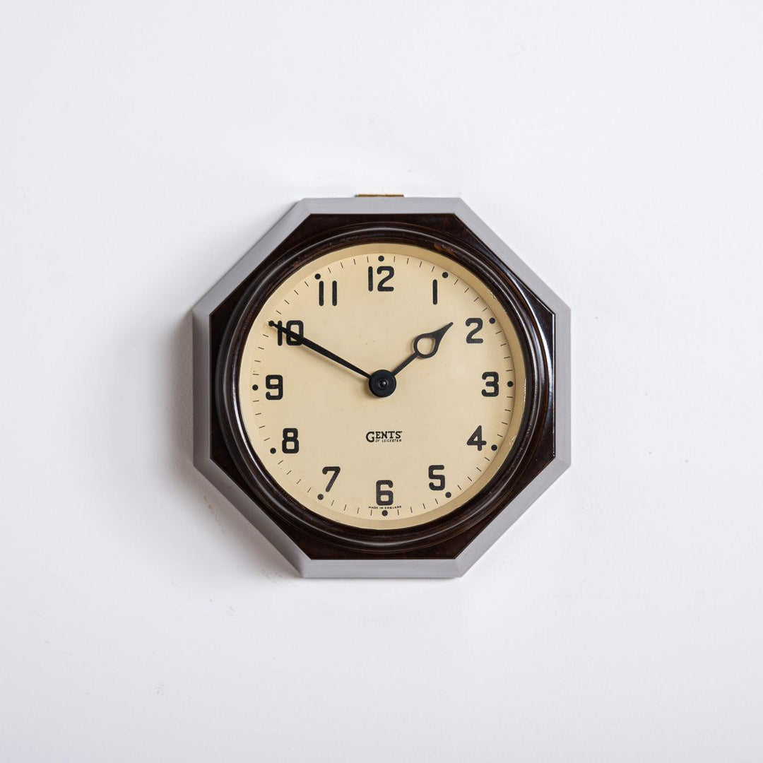 Small Reclaimed Octagonal Bakelite Wall Clock by Gents of Leicester