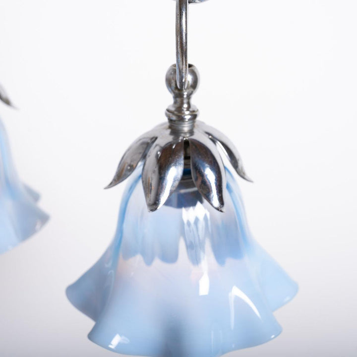 Small Three Arm Chromed Brass Arts & Crafts Pendant Light by GEC