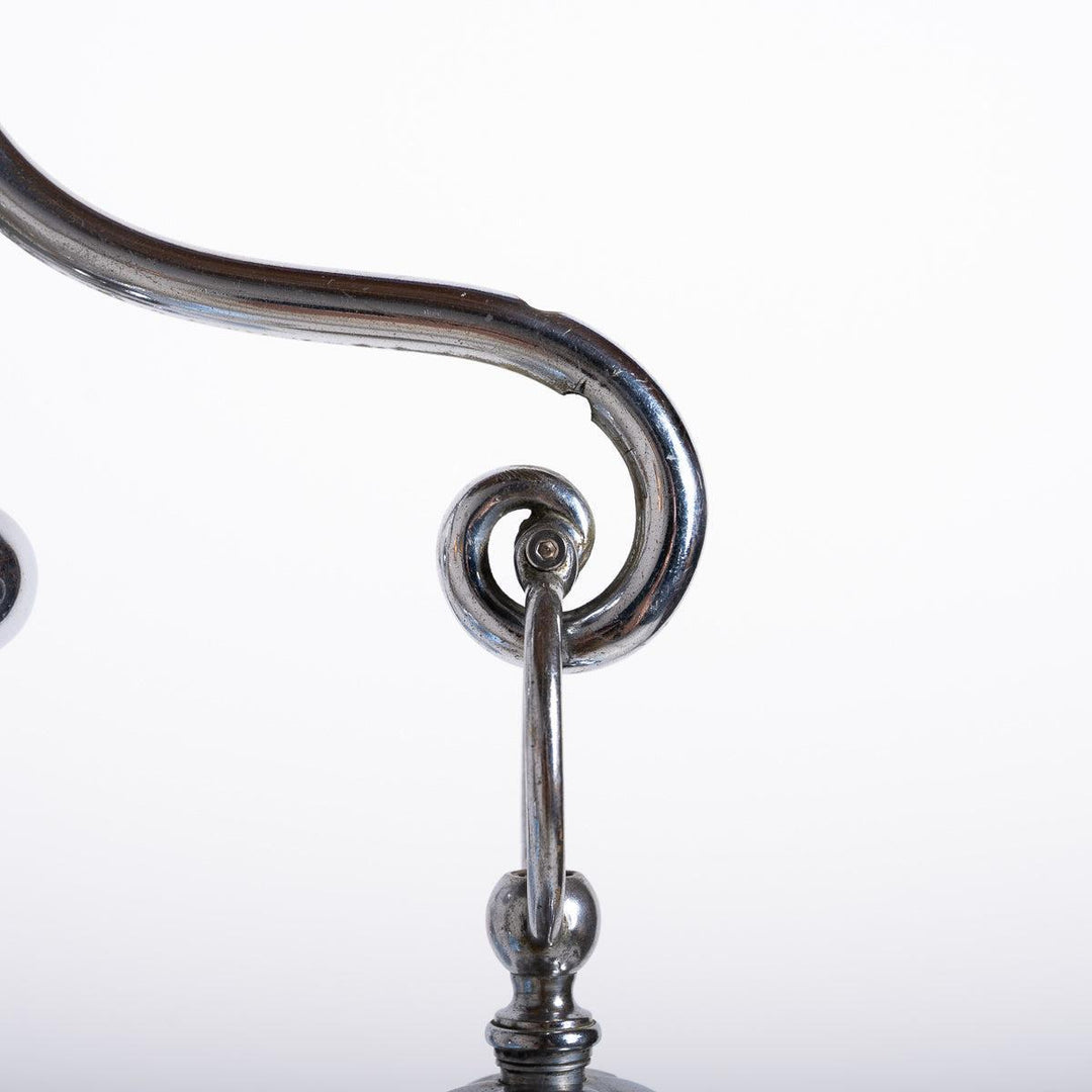 Small Three Arm Chromed Brass Arts & Crafts Pendant Light by GEC
