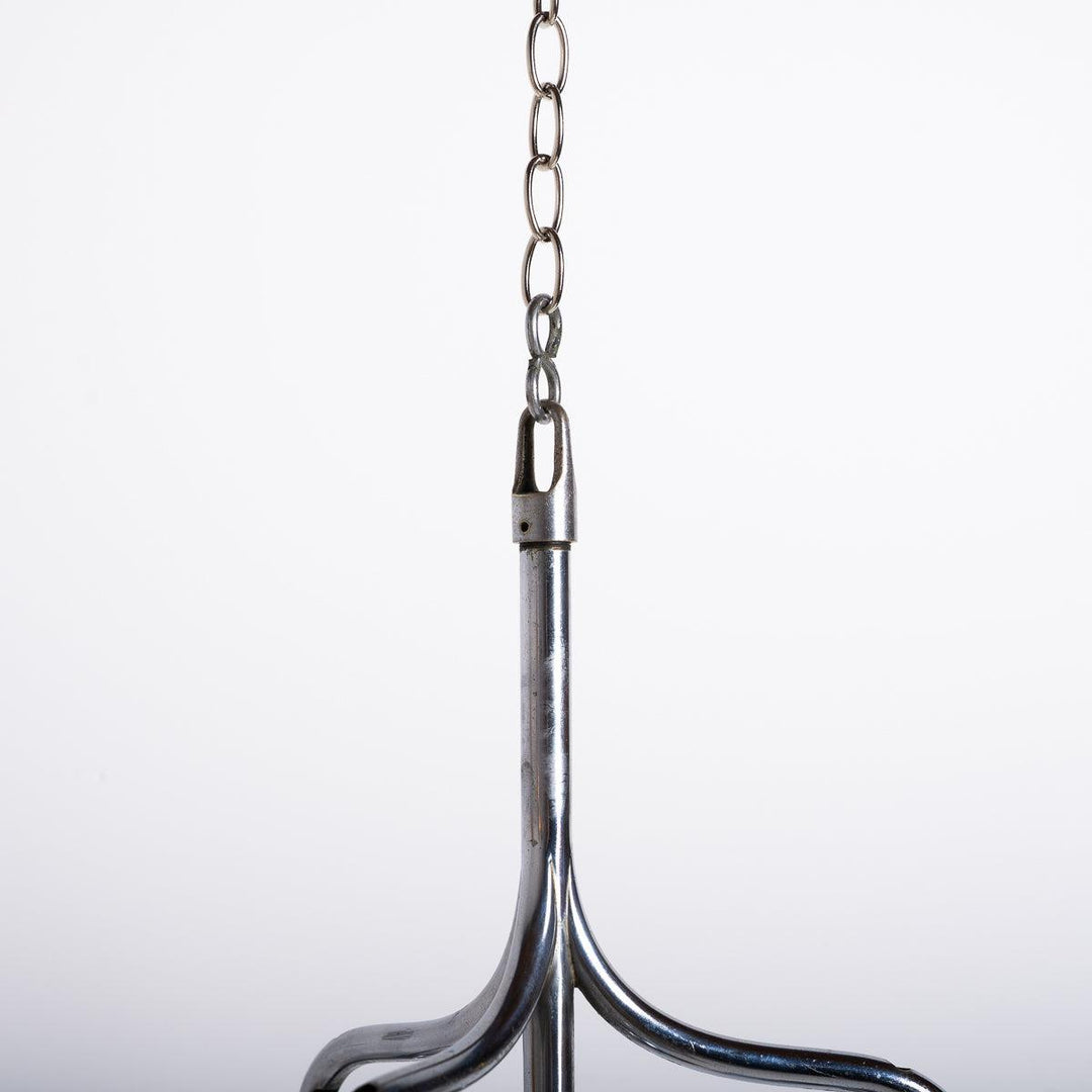 Small Three Arm Chromed Brass Arts & Crafts Pendant Light by GEC