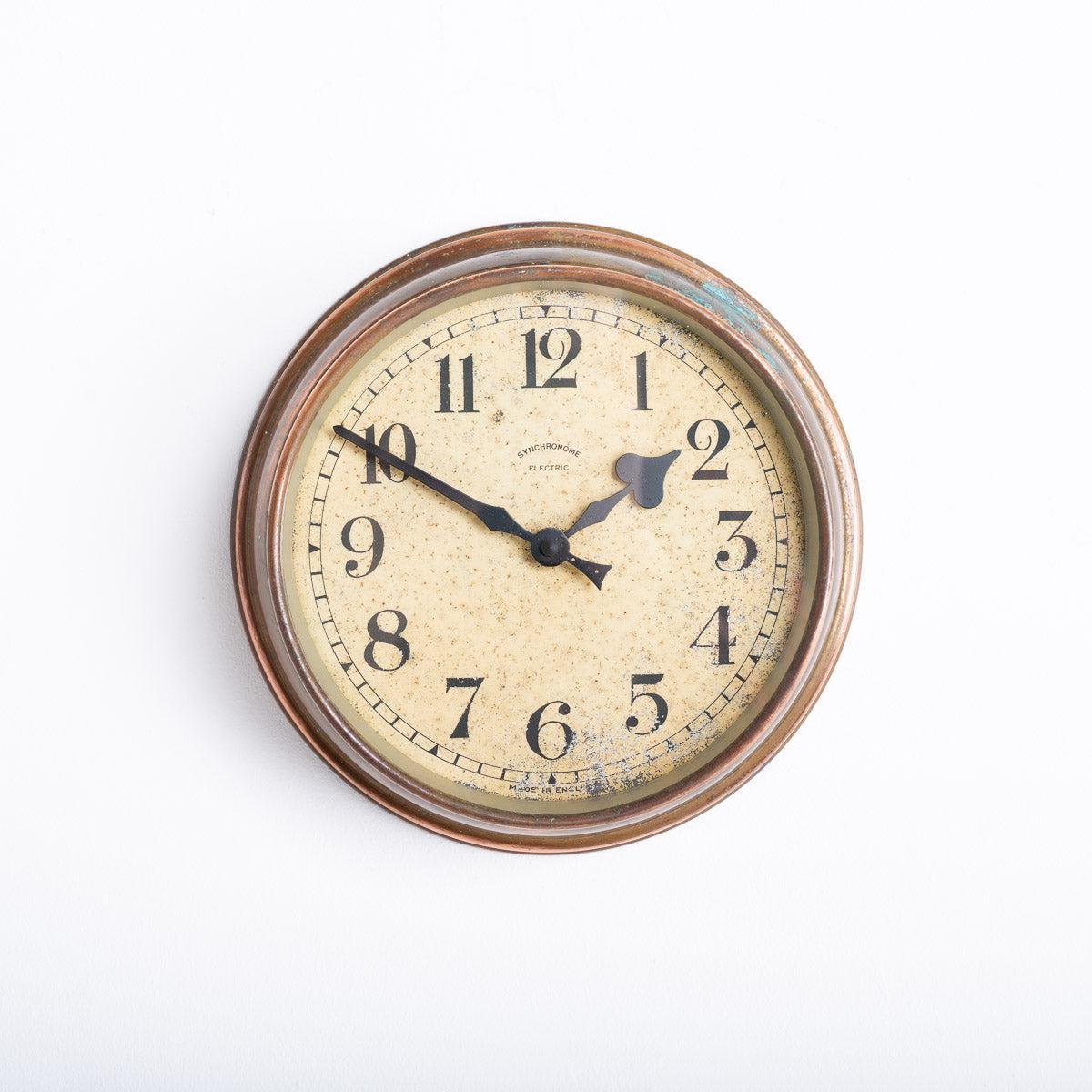 Small Vintage Industrial Copper Wall Clock by Synchronome – Industrial ...
