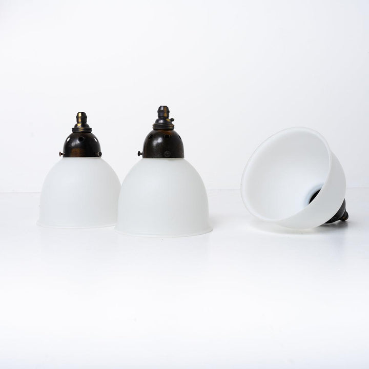 Small Vintage White Opal Glass 'SUPASTONE' Pendant Lights by GEC