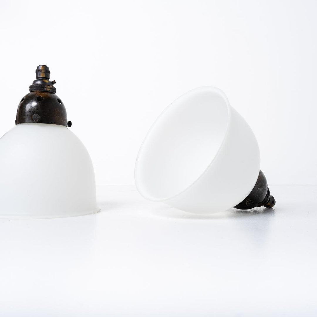 Small Vintage White Opal Glass 'SUPASTONE' Pendant Lights by GEC