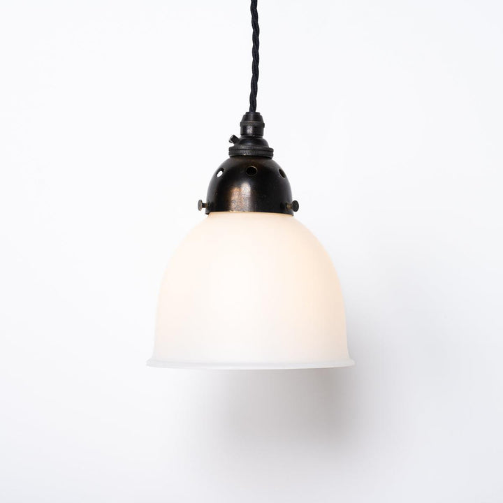 Small Vintage White Opal Glass 'SUPASTONE' Pendant Lights by GEC