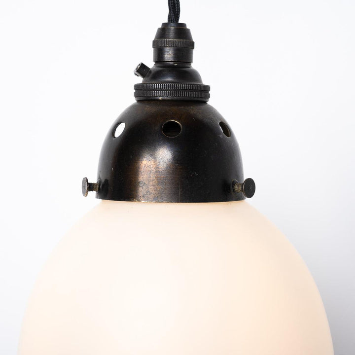 Small Vintage White Opal Glass 'SUPASTONE' Pendant Lights by GEC