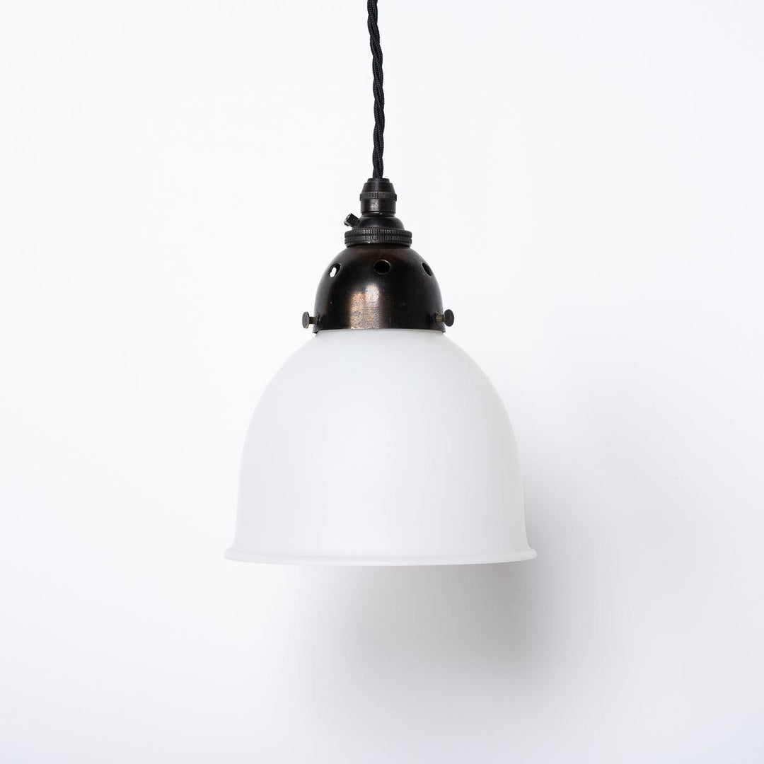 Small Vintage White Opal Glass 'SUPASTONE' Pendant Lights by GEC
