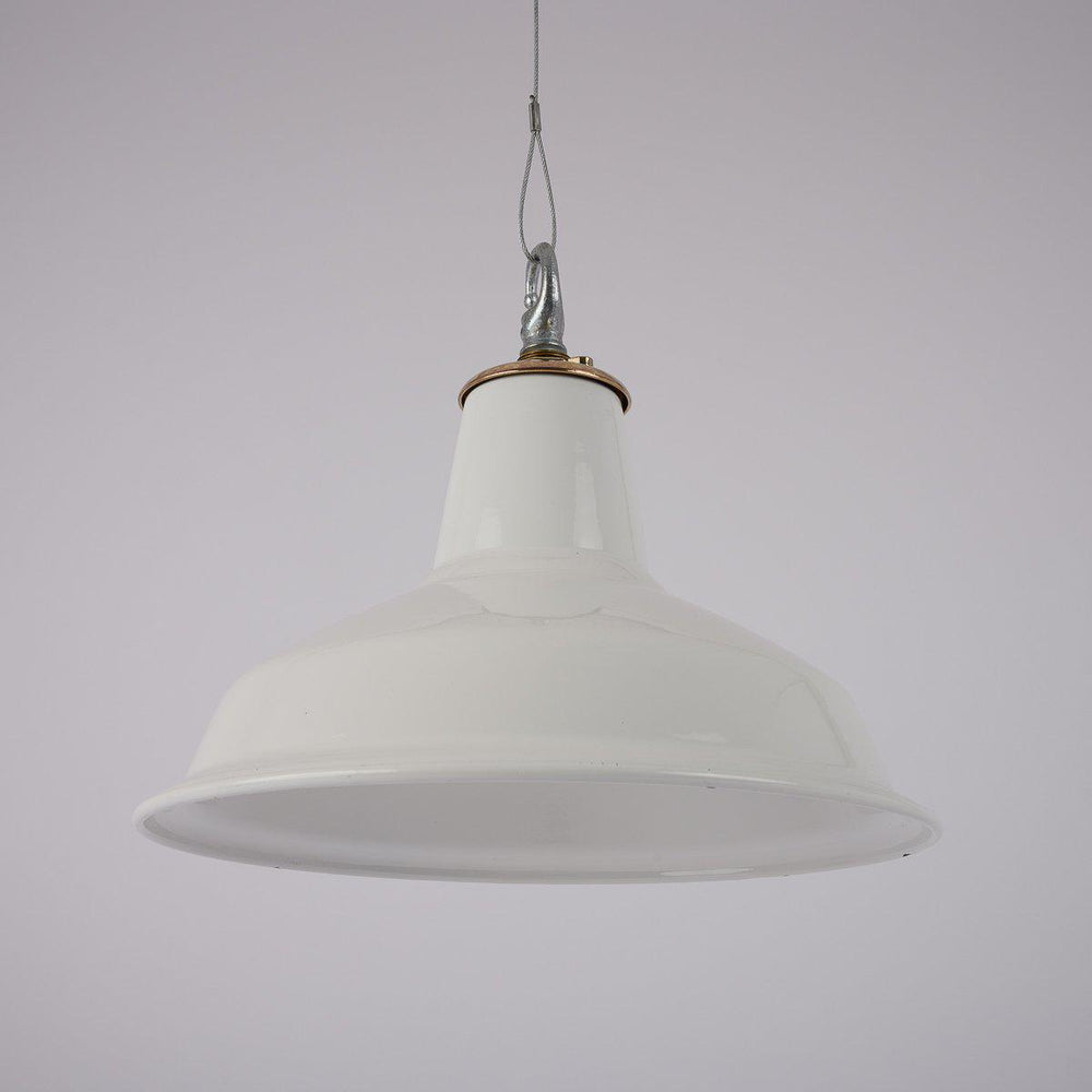 Small White Industrial Pendant by Benjamin Electric