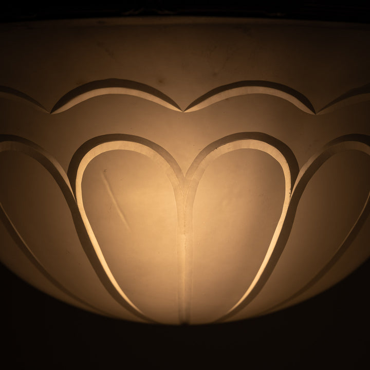 Exceptional F. & C. Osler Satin Cut Crystal Plafonnier with Faraday & Son Reeded Brass Gallery