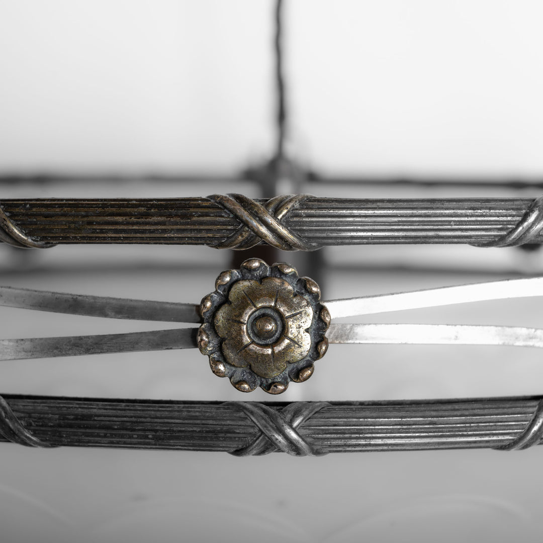 Exceptional F. & C. Osler Satin Cut Crystal Plafonnier with Faraday & Son Reeded Brass Gallery