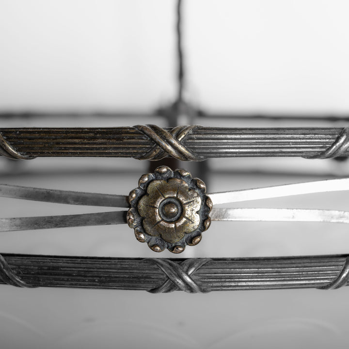 Exceptional F. & C. Osler Satin Cut Crystal Plafonnier with Faraday & Son Reeded Brass Gallery