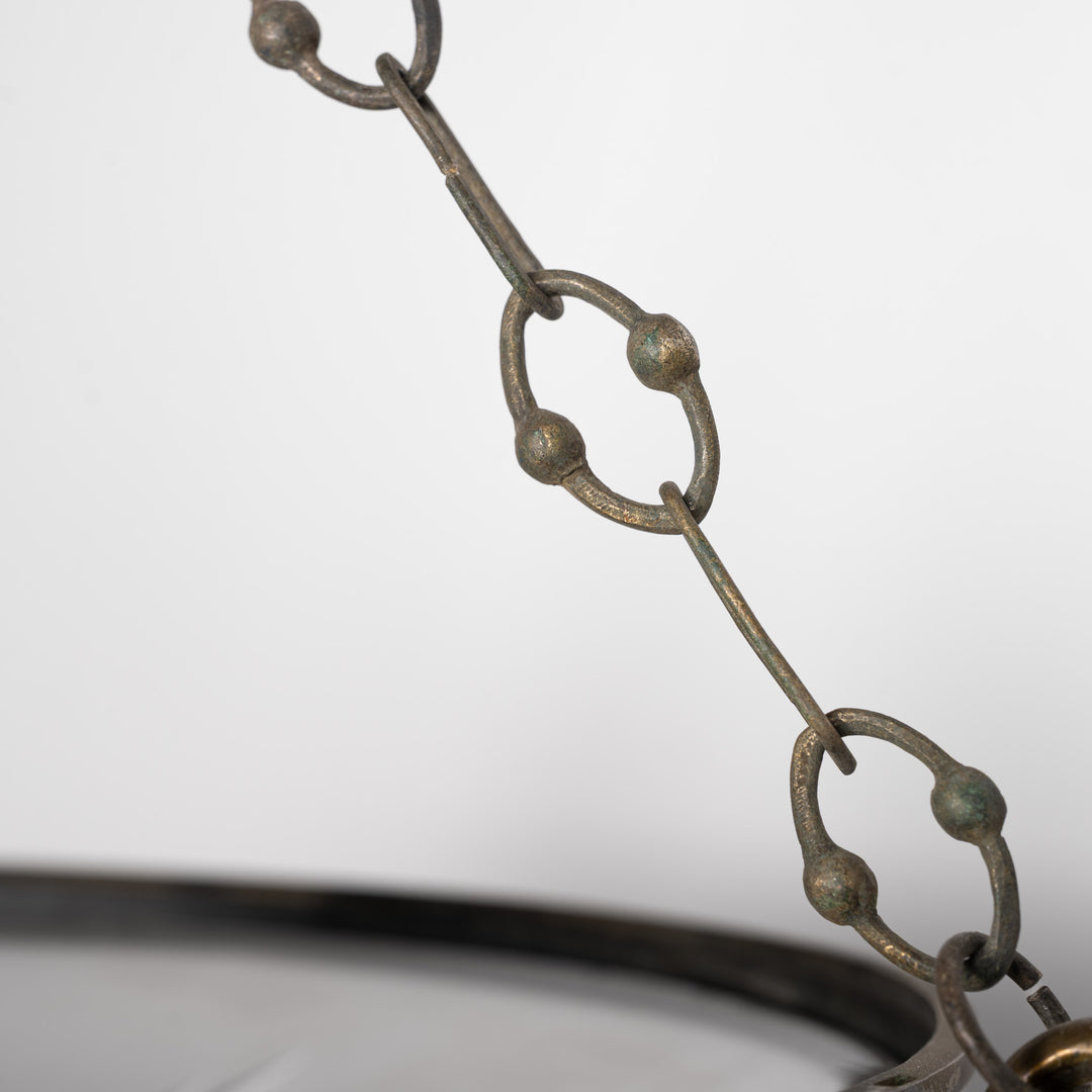 Exceptional Extra Large Faraday & Son Cast Bronze Plafonnier with Star-Cut Frosted Crystal Bowl