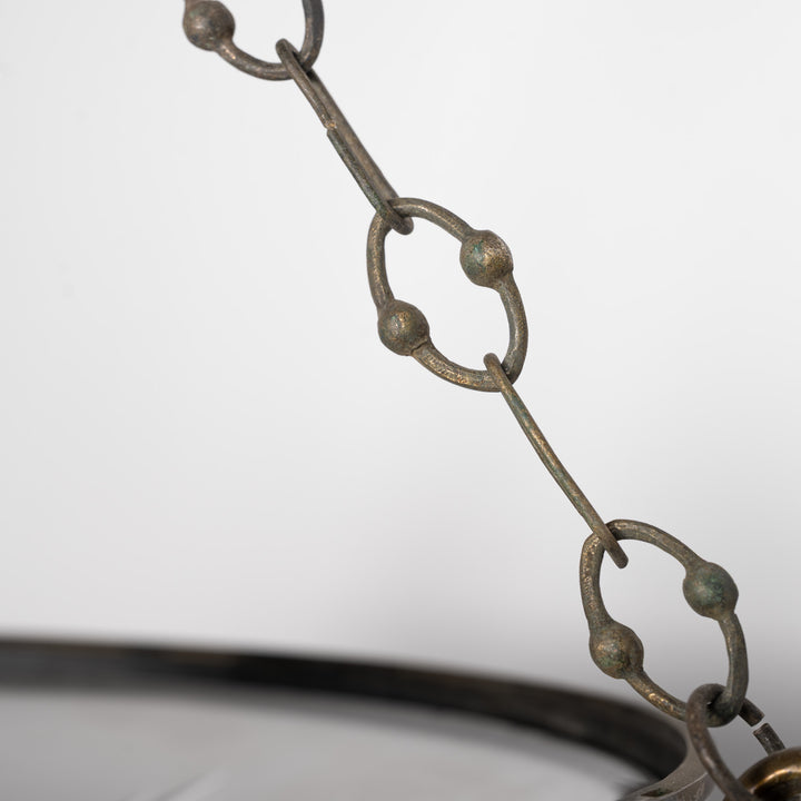 Exceptional Extra Large Faraday & Son Cast Bronze Plafonnier with Star-Cut Frosted Crystal Bowl