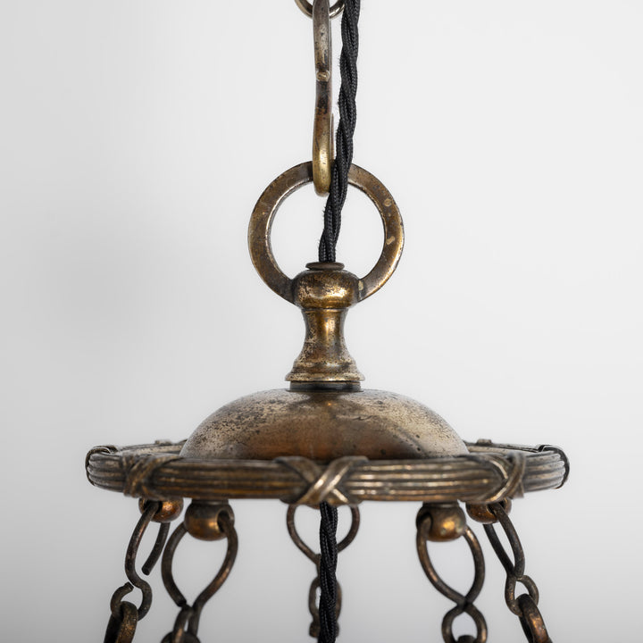 Exceptional F. & C. Osler Satin Cut Crystal Plafonnier with Faraday & Son Reeded Brass Gallery