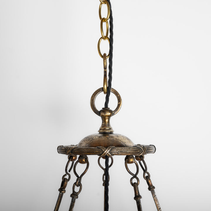 Exceptional F. & C. Osler Satin Cut Crystal Plafonnier with Faraday & Son Reeded Brass Gallery
