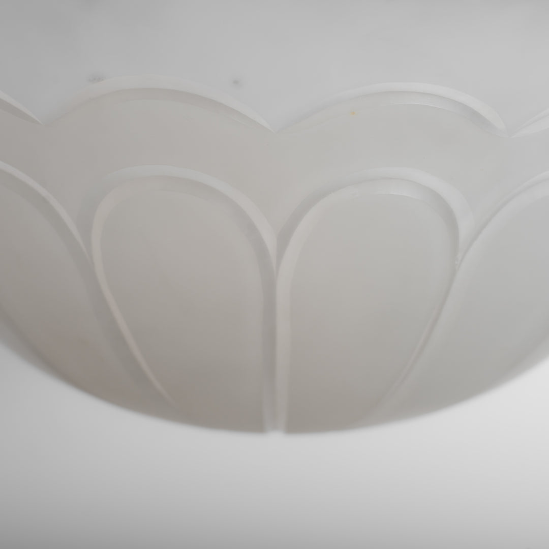 Exceptional F. & C. Osler Satin Cut Crystal Plafonnier with Faraday & Son Reeded Brass Gallery