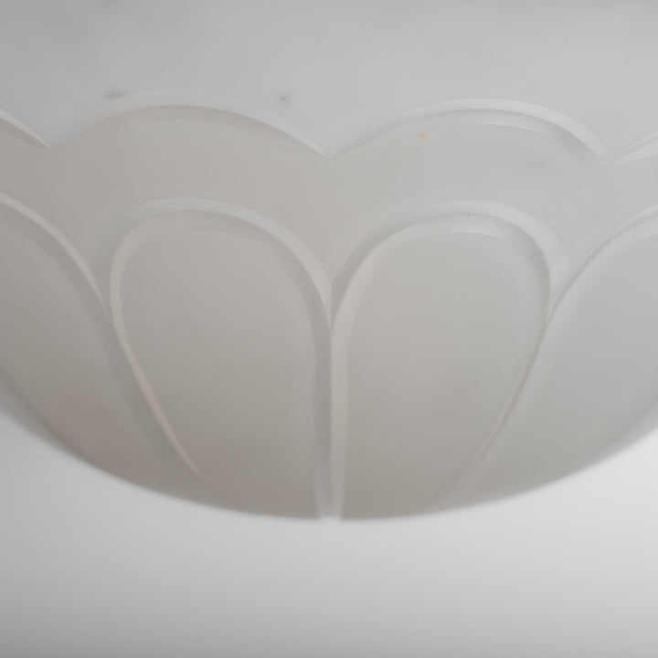 Exceptional F. & C. Osler Satin Cut Crystal Plafonnier with Faraday & Son Reeded Brass Gallery