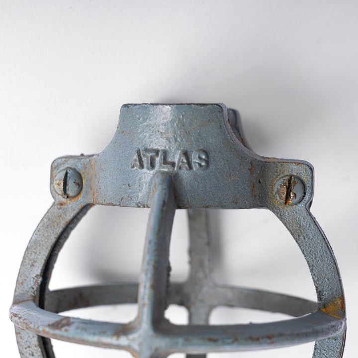Set of Three Atlas Cast Iron Globe Cage Pendants — Industrial Bulb Guards