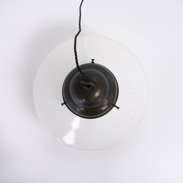 Vintage Acorn Two Tone Opaline Glass Church Pendant Lights