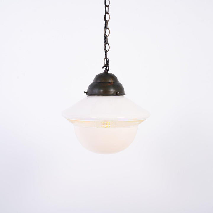 Vintage Acorn Two Tone Opaline Glass Church Pendant Lights