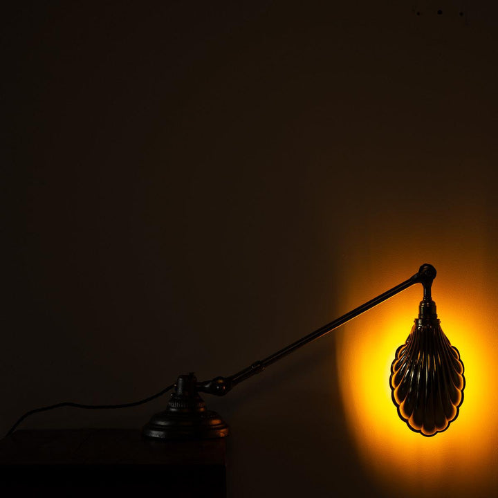 Vintage Cast Steel Dugdills Patent Piano Lamp with Brass Clam Shade