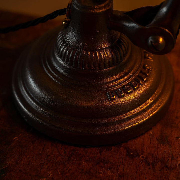 Vintage Cast Steel Dugdills Patent Piano Lamp with Brass Clam Shade