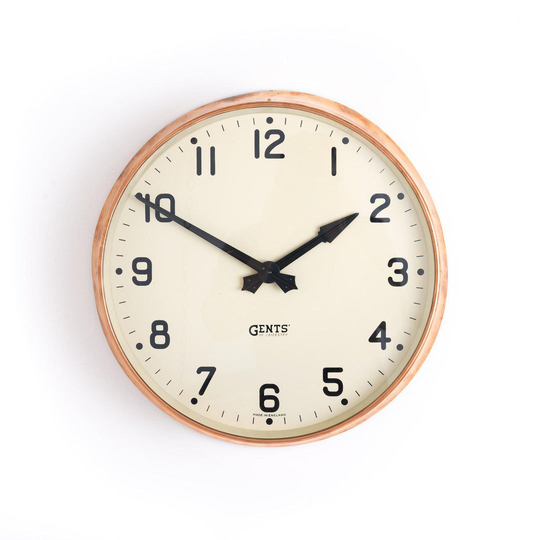 Vintage Copper Factory Clock by Gents of Leicester