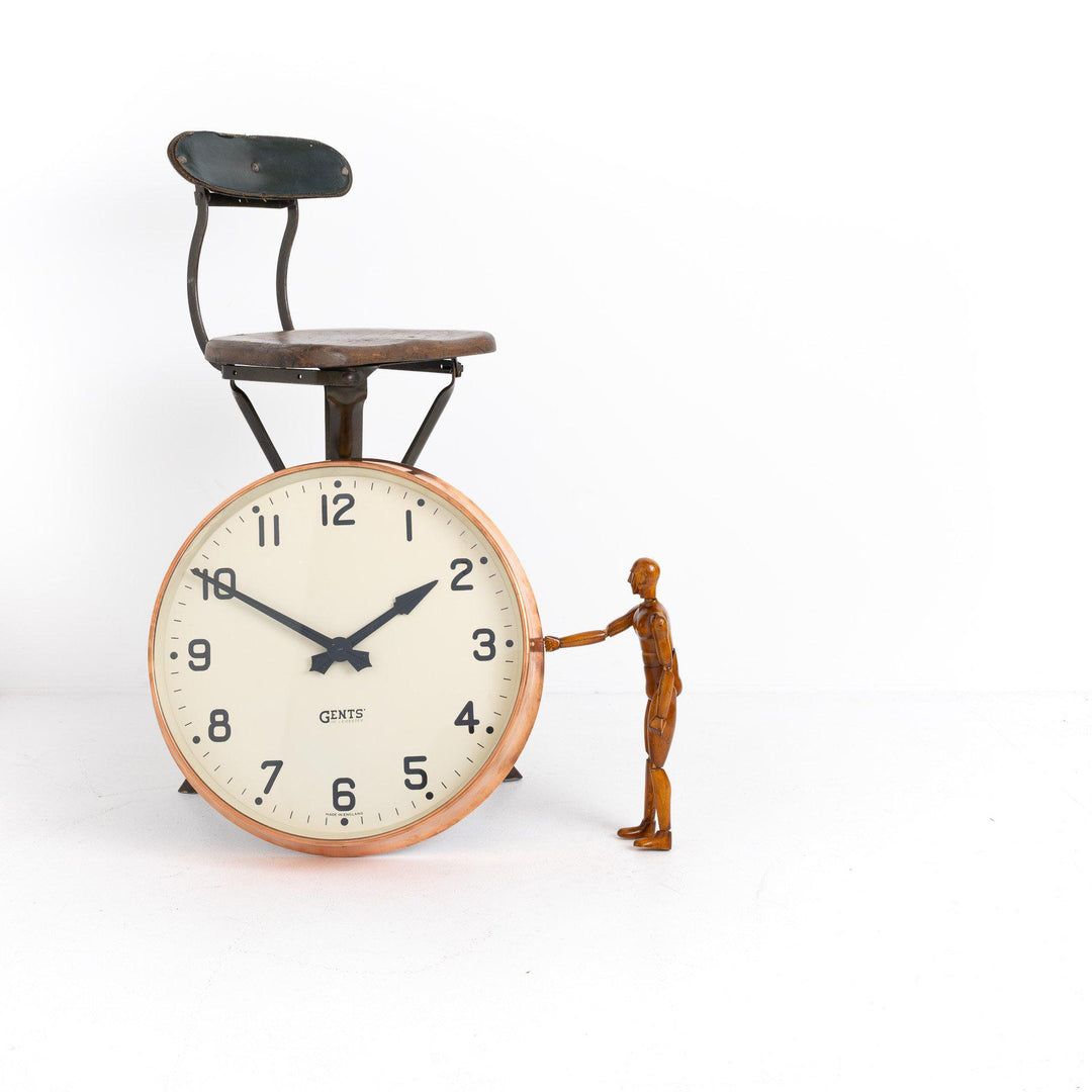 Vintage Copper Factory Clock by Gents of Leicester