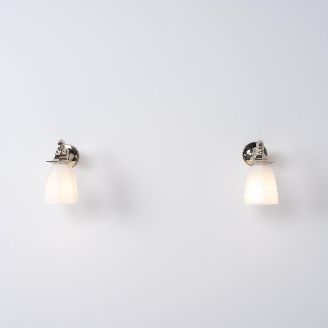 Vintage Decorative Silver and Opaline Glass Wall Sconces by GEC