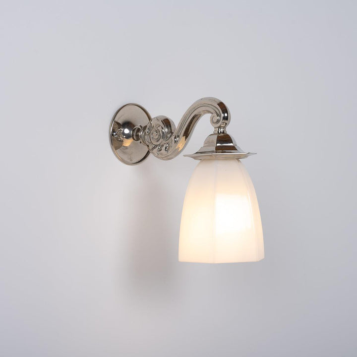 Vintage Decorative Silver and Opaline Glass Wall Sconces by GEC