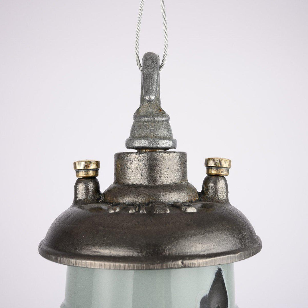 Vintage Duck Egg Green Angled Industrial Pendants by Revo