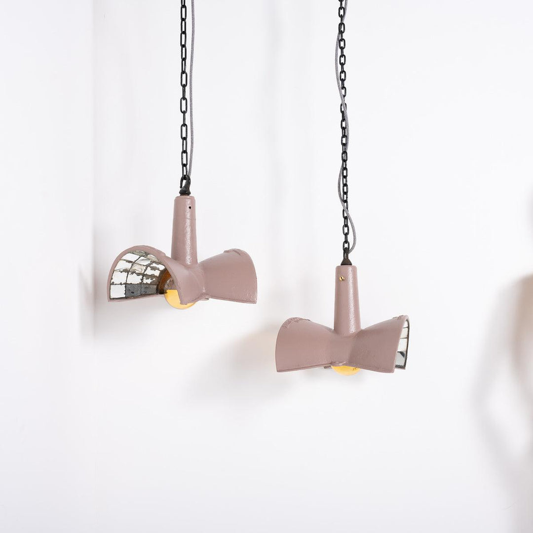 Vintage ESLA Cast Iron & Mirrored Hanging Street Lanterns
