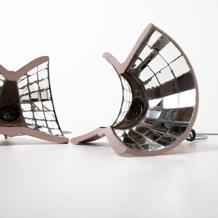 Vintage ESLA Cast Iron & Mirrored Hanging Street Lanterns