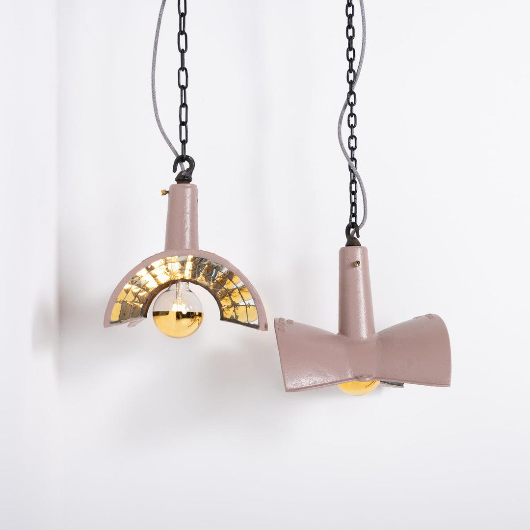 Vintage ESLA Cast Iron & Mirrored Hanging Street Lanterns