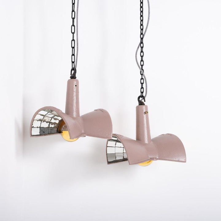 Vintage ESLA Cast Iron & Mirrored Hanging Street Lanterns