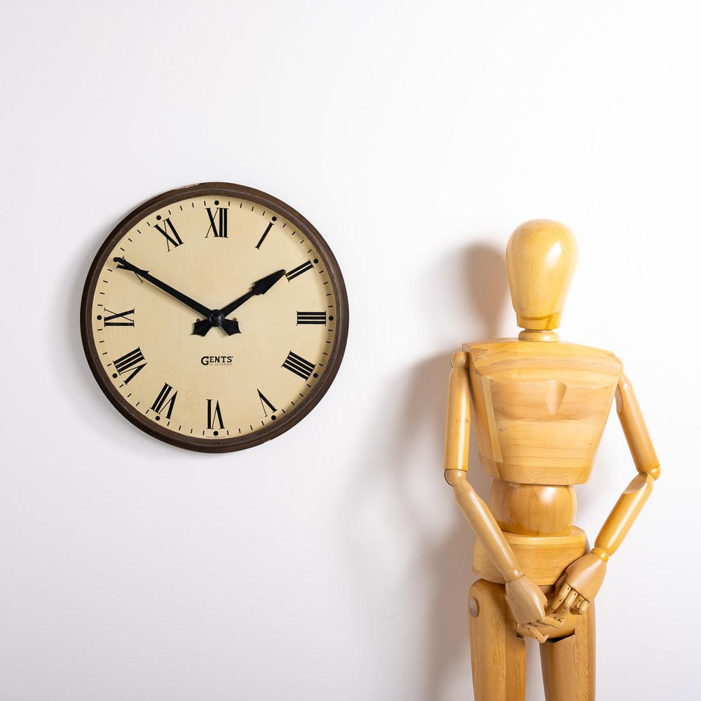 Vintage Extra Large Wall Clock with Roman Numerals by Gents of Leicester