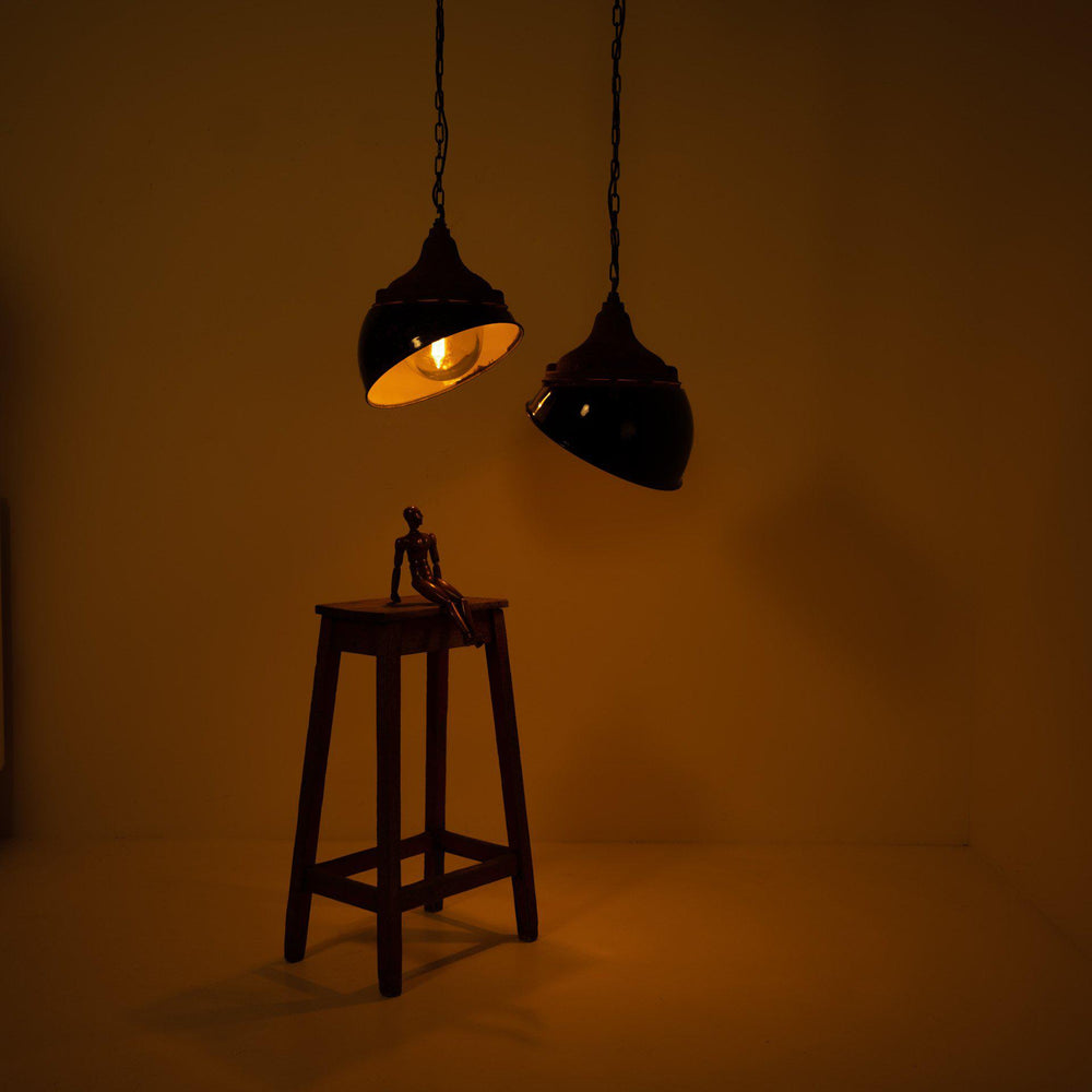 Vintage Heavy Industrial Rusted Finish Flameproof Pendant Lights by GEC