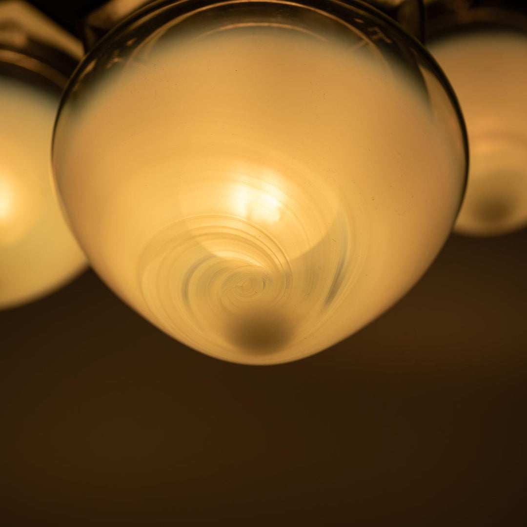 Vintage Hexagonal Polished Brass Pendant Lights with Vaseline Glass Shades