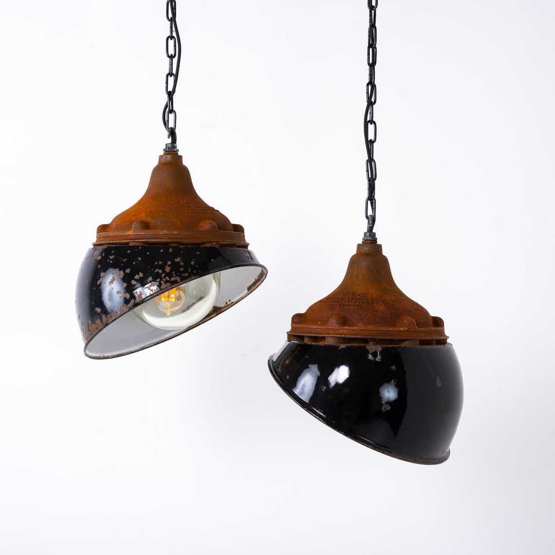 Vintage Industrial Flameproof Angled Pendant Lights by G.E.C