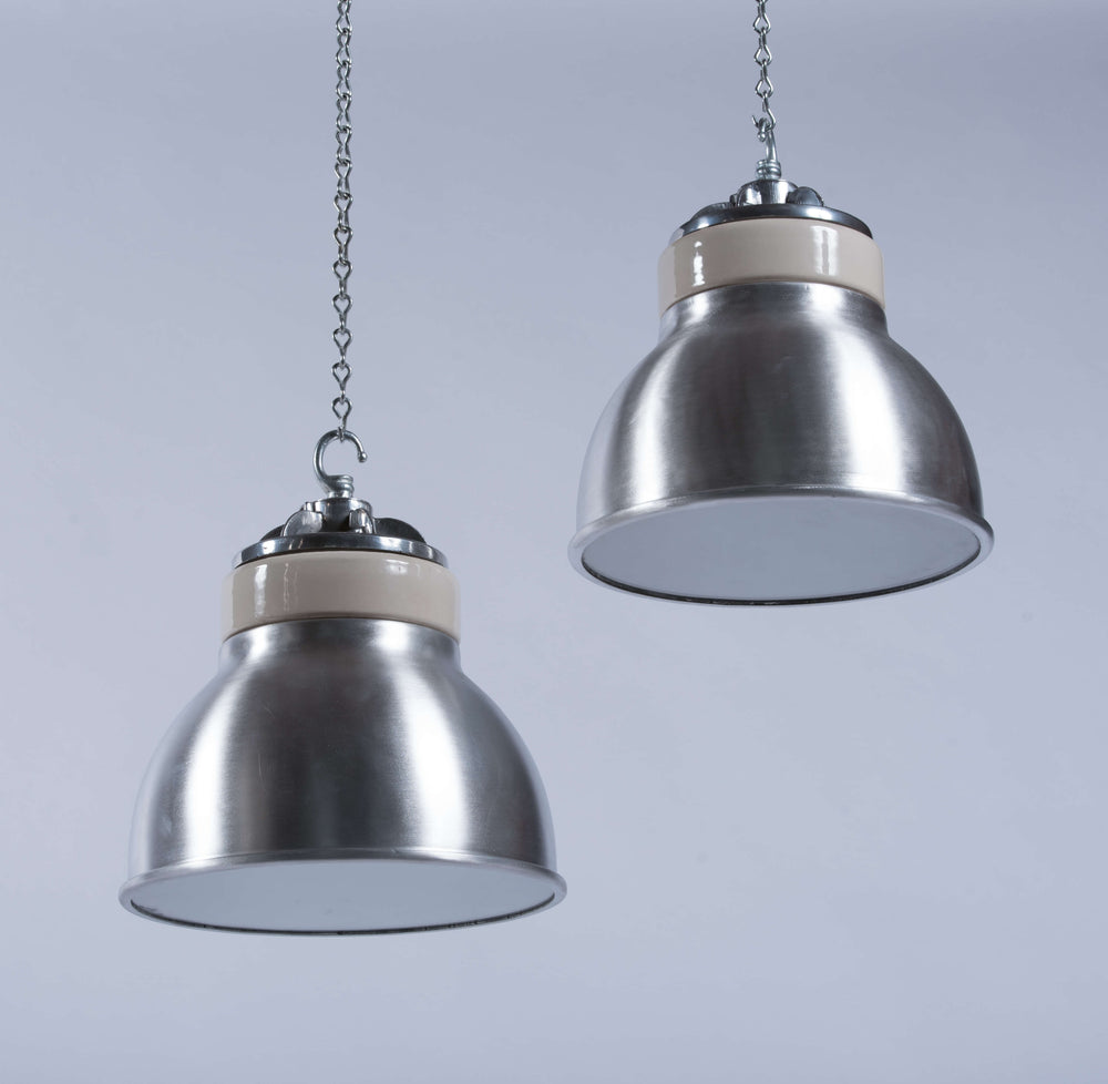 Vintage Industrial Pendant Lights Reclaimed from Ceramics Factory
