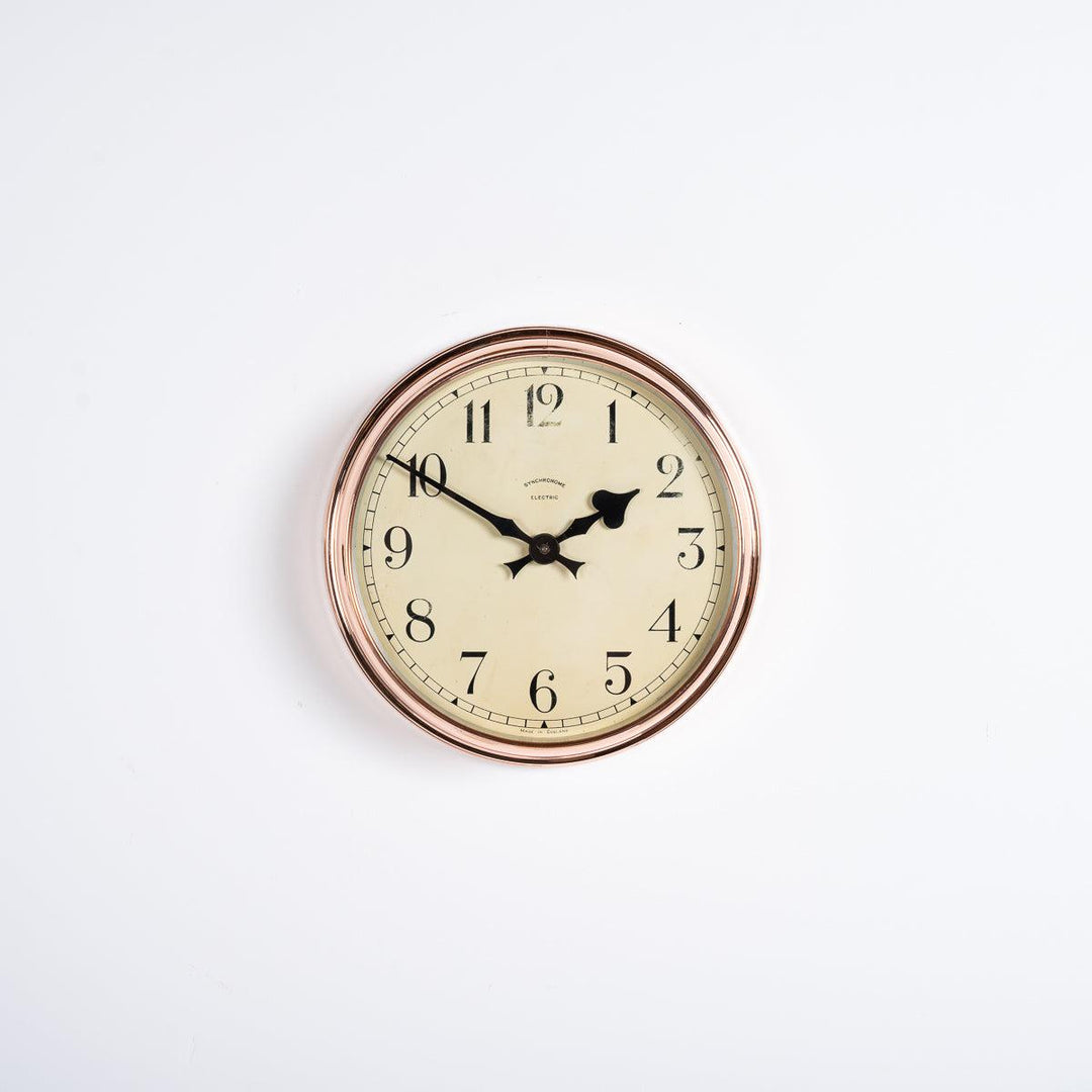 Vintage Industrial Polished Copper Case Wall Clock by Synchronome