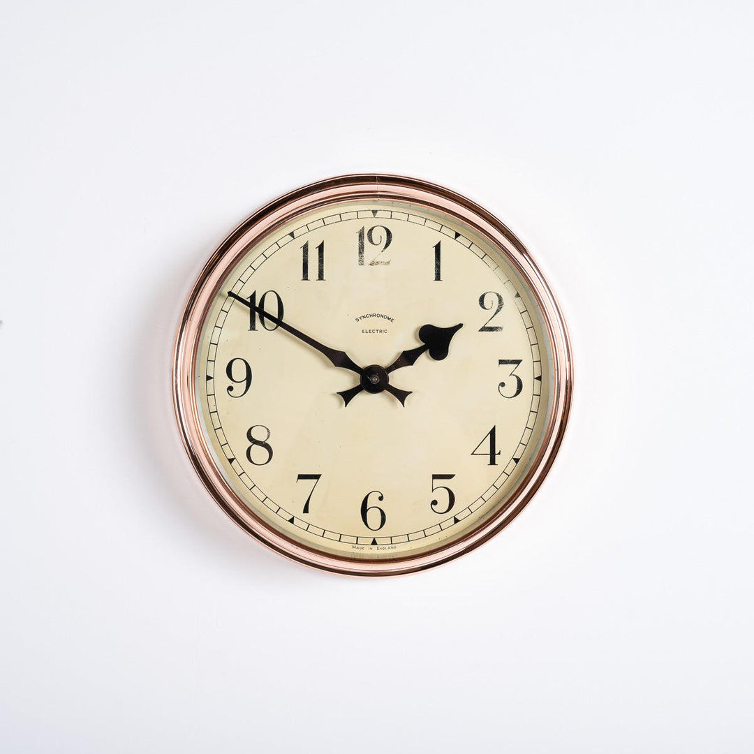 Vintage Industrial Polished Copper Case Wall Clock by Synchronome