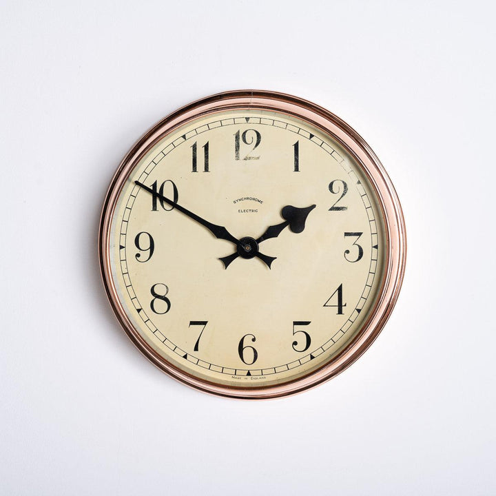 Vintage Industrial Polished Copper Case Wall Clock by Synchronome